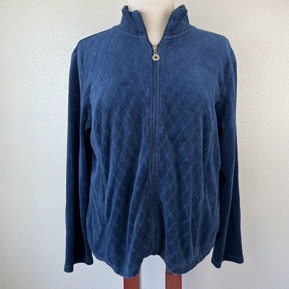 Erika Full Zip Velour Style Jacket Size M EUC - Picture 1 of 7